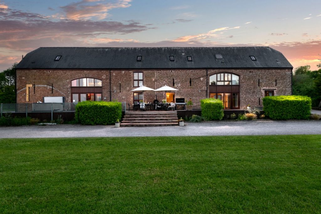 Outside of barn property at dusk