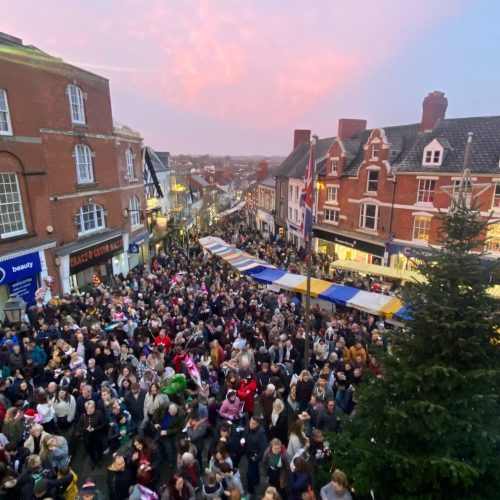 View from the Market House of the Ross-on-Wye Christmas Fayre
