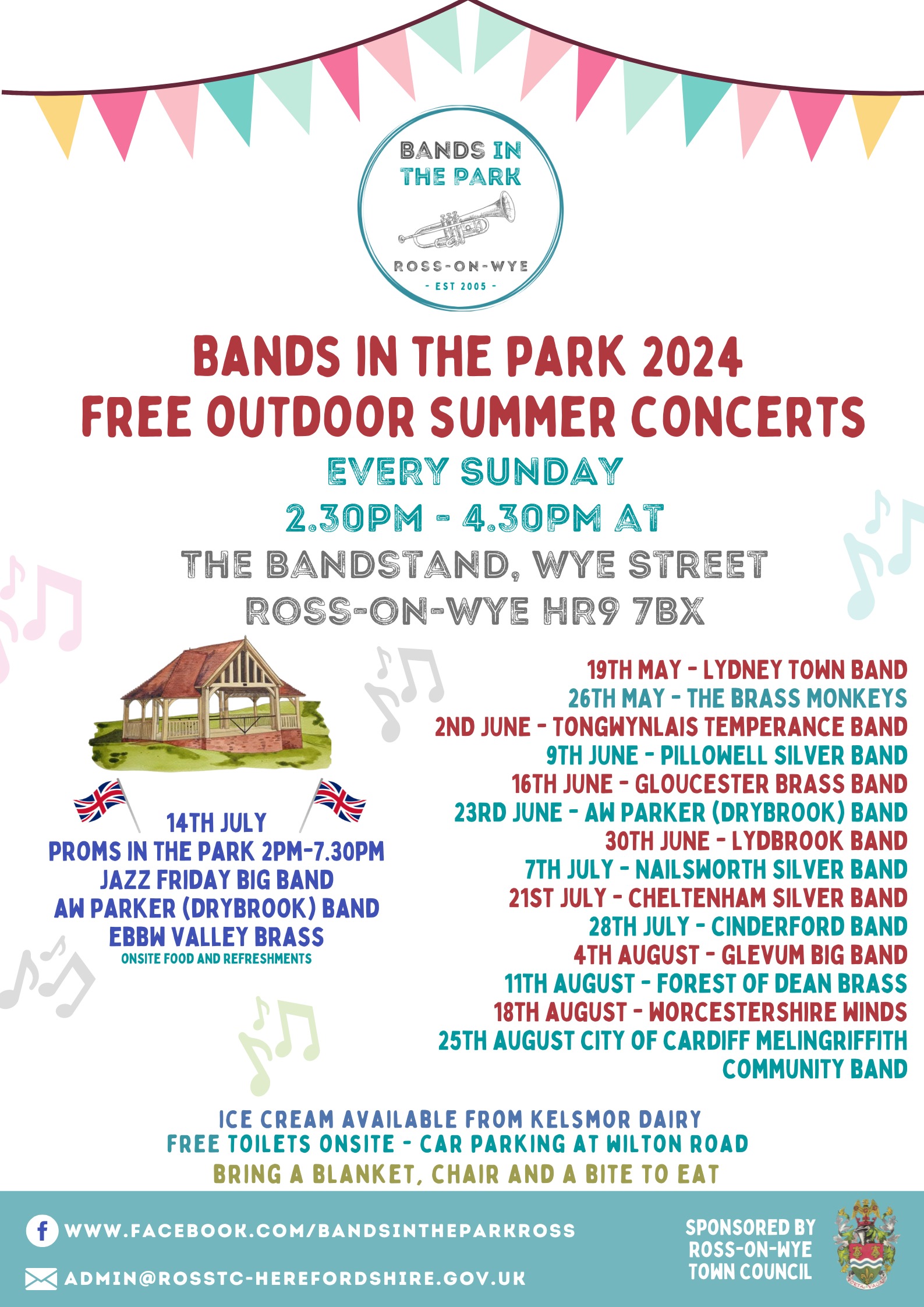 Bands in the Park poster 2024