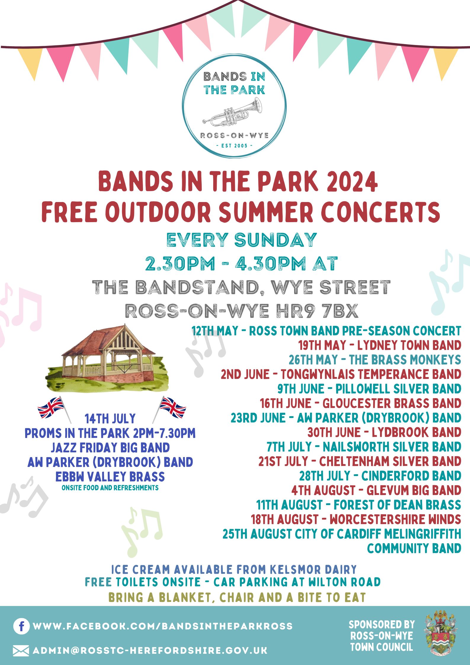 Bands in the Park 2024 poster
